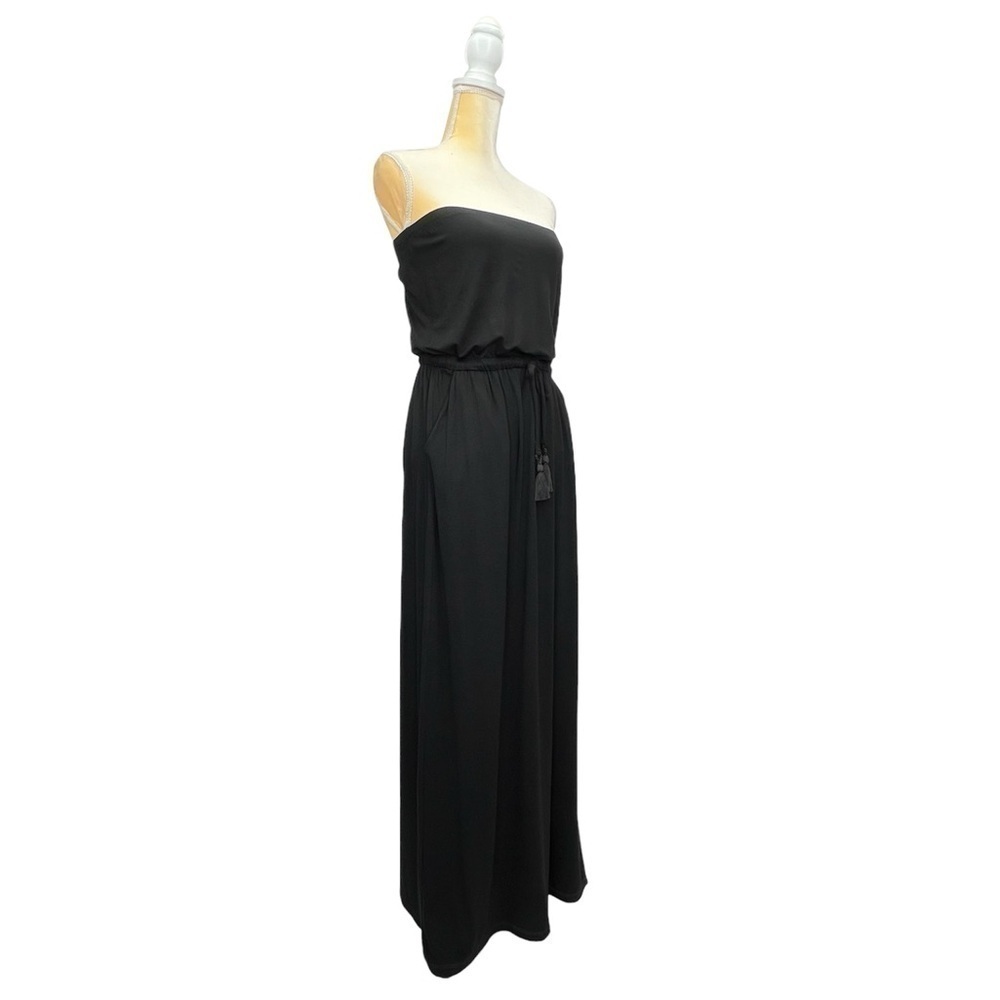 Adrienne Vittadini Black Strapless Maxi Dress Size Small Jersey Knit New NWT